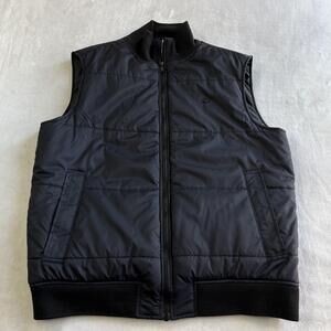 Lacoste Vest Mens 54 Black Puffer Quilted Insulated Full Zip Logo Winter